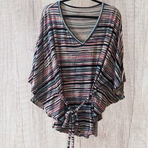 Lane BRYANT Pastel Striped Tie Waist Poncho Blouse, sz 22/24